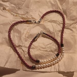 Elegant Pearl and Braided Necklace Set